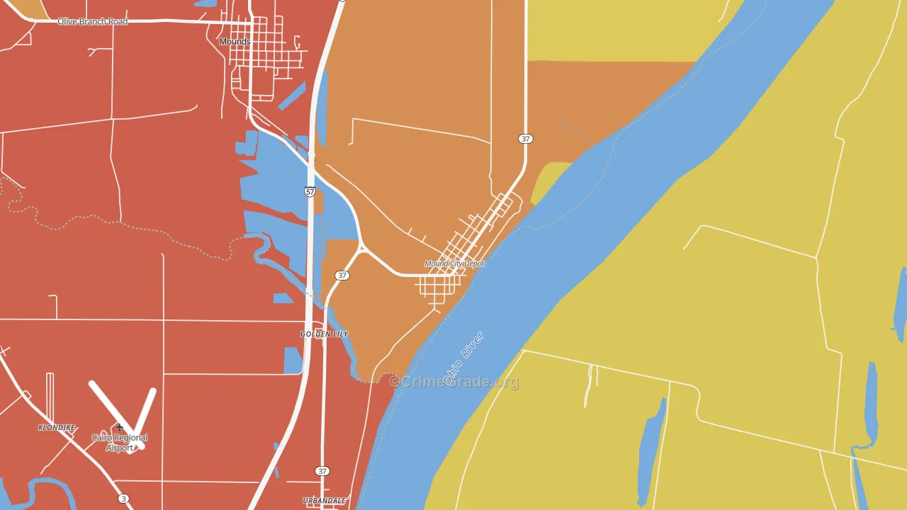 Mound City, IL Map of Assault Rates