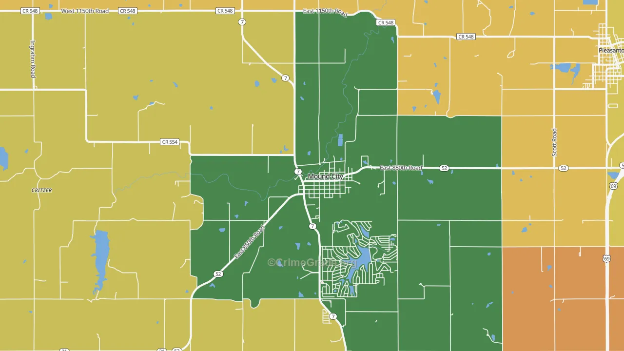 Mound City, KS Map of Assault Rates