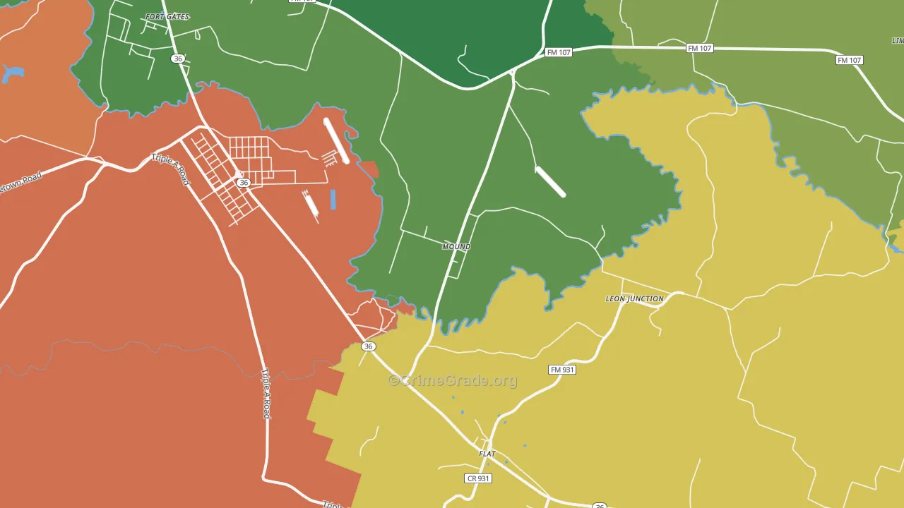 Mound, TX Map of Assault Rates
