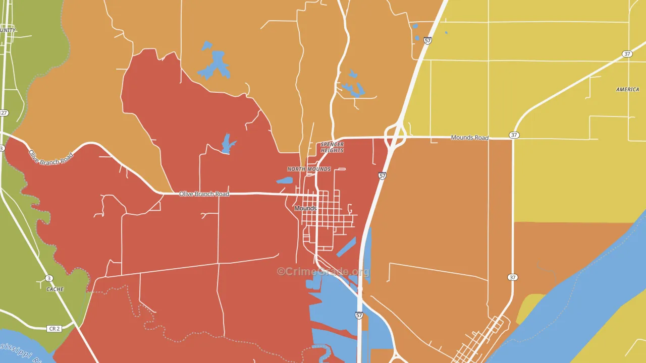 Mounds, IL Map of Assault Rates