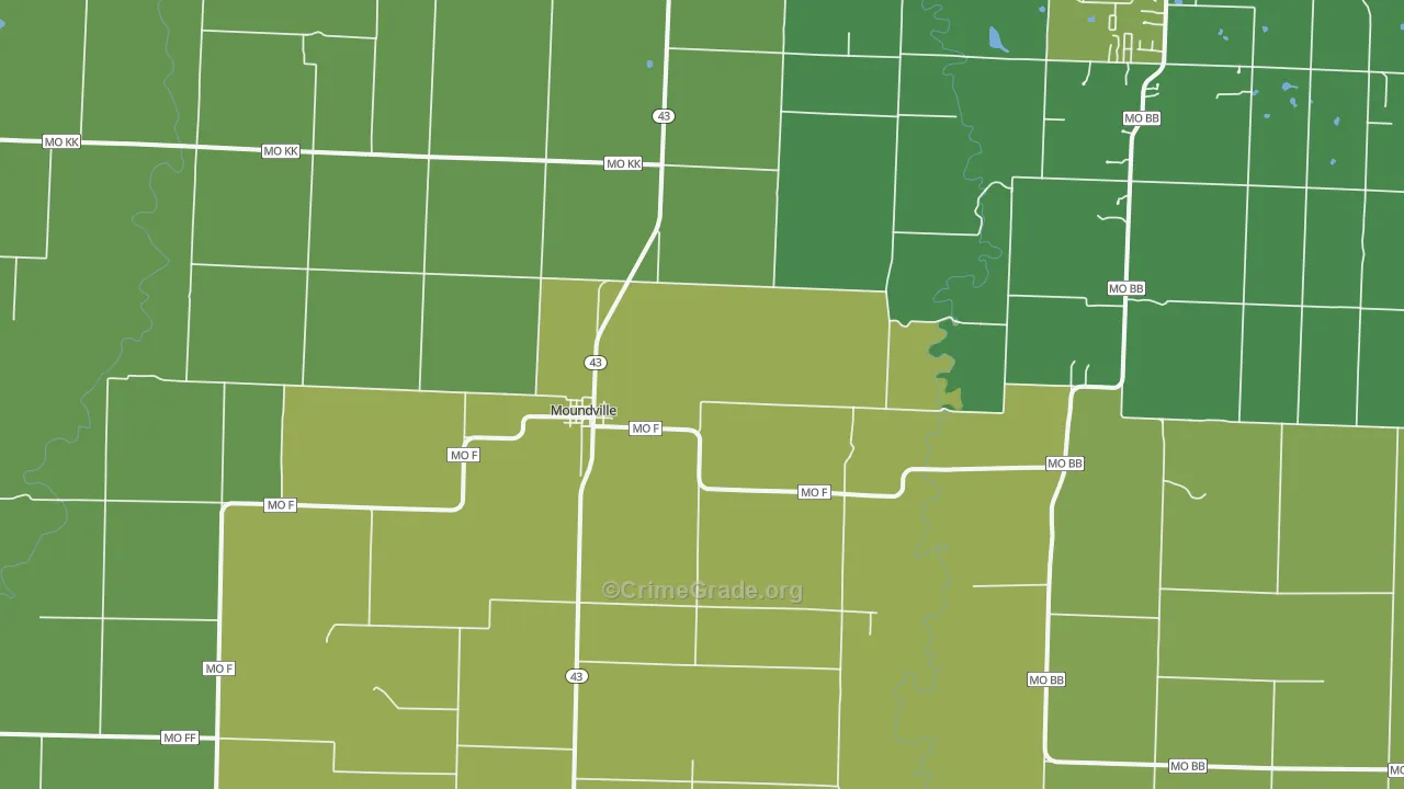 Moundville, MO Map of Assault Rates