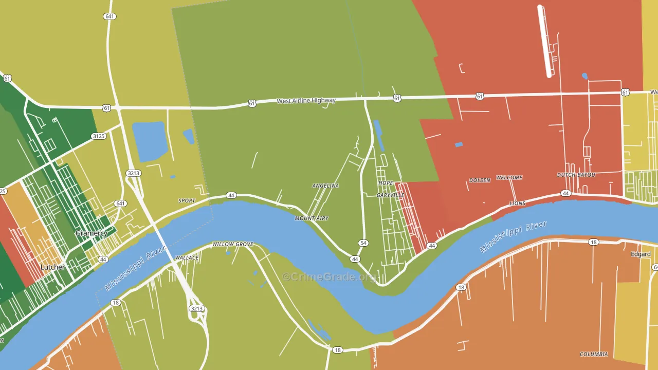 Mount Airy, LA Map of Assault Rates