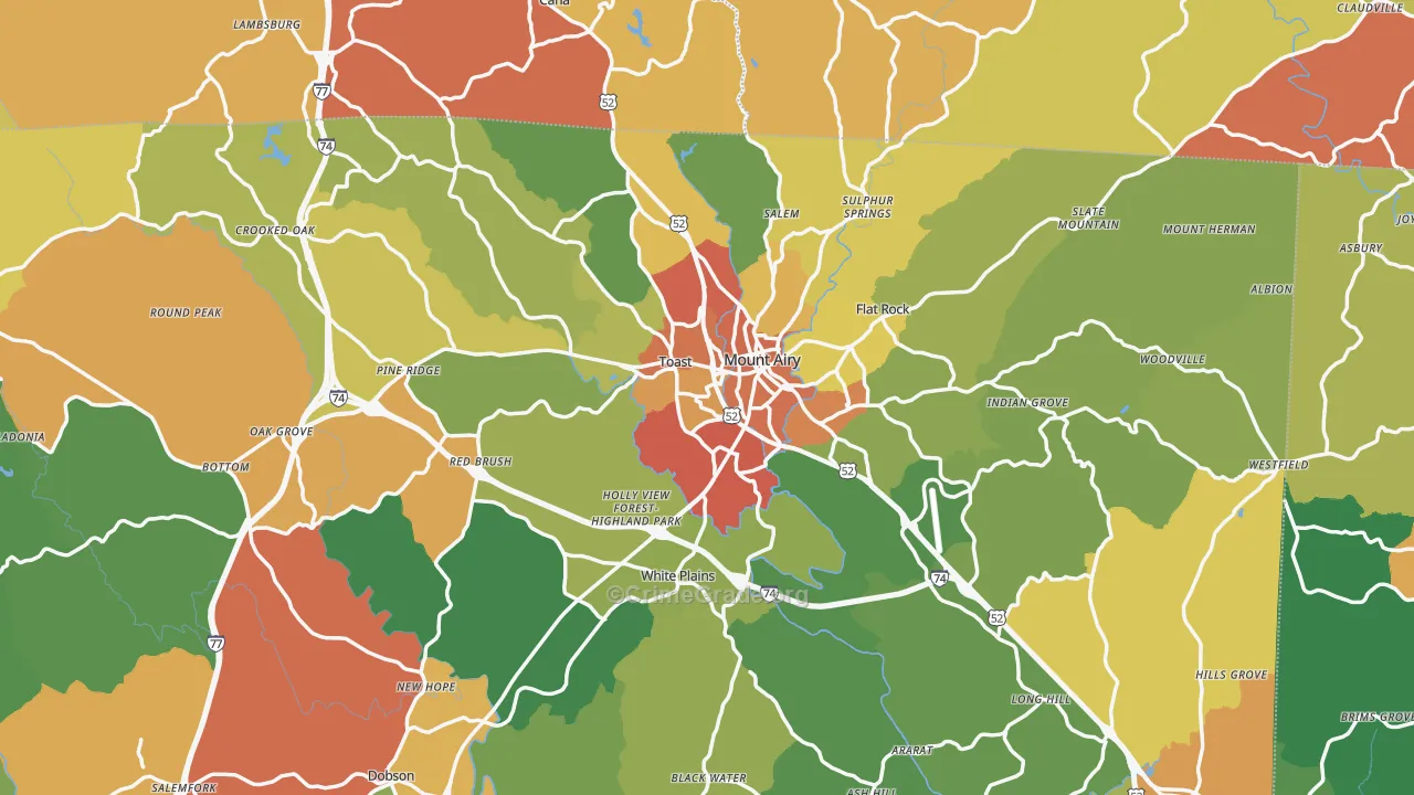 Mount Airy, NC Map of Assault Rates