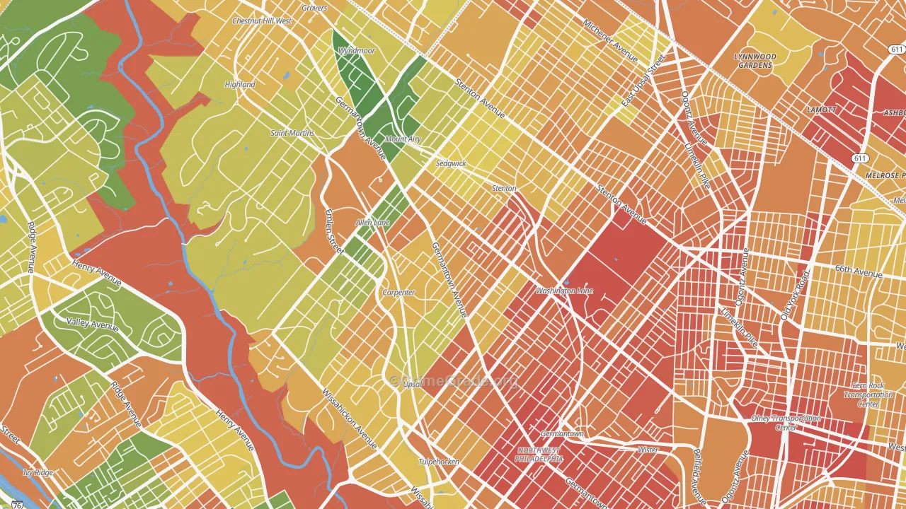 Mount Airy, Philadelphia, PA Map of Assault Rates