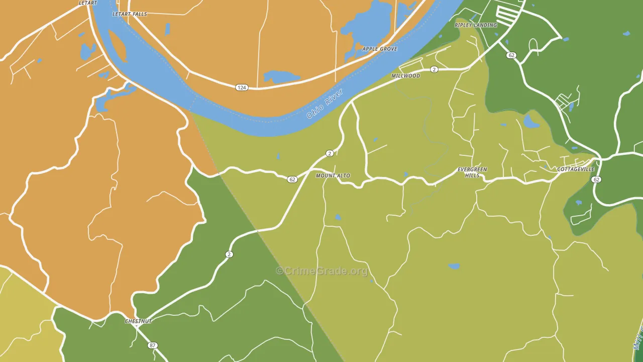 Mount Alto, WV Map of Assault Rates