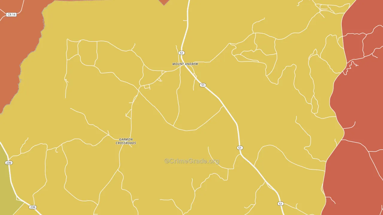 Mount Andrew, AL Map of Assault Rates