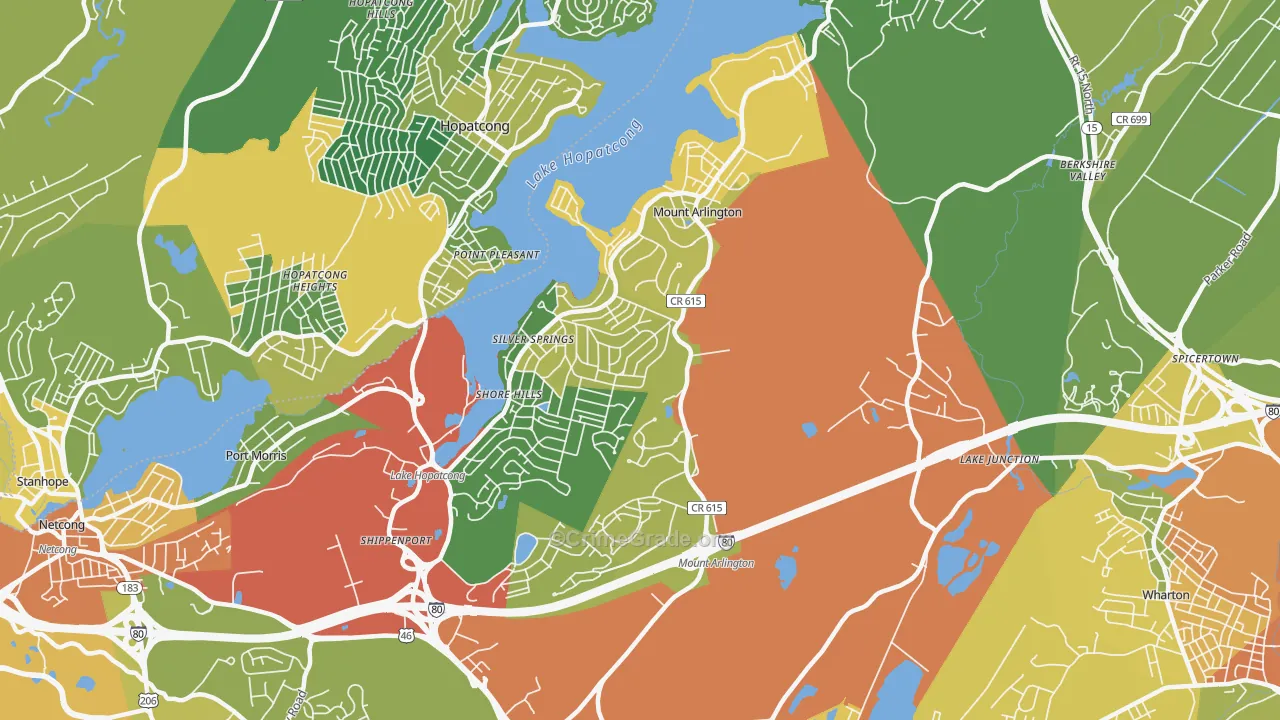 Mount Arlington, NJ Map of Assault Rates