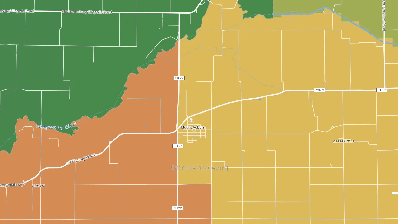 Mount Auburn, IL Map of Assault Rates