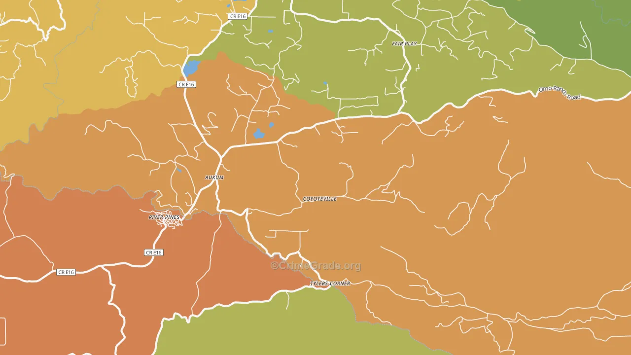 Mount Aukum, CA Map of Assault Rates