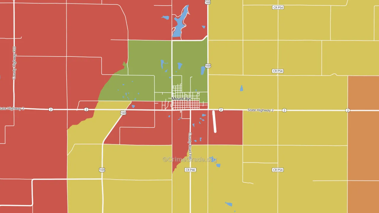Mount Ayr, IA Map of Assault Rates