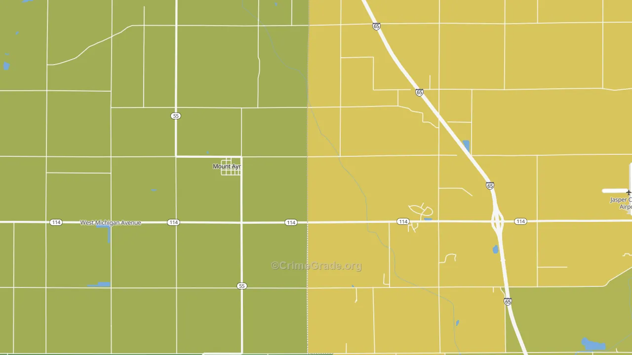 Mount Ayr, IN Map of Assault Rates