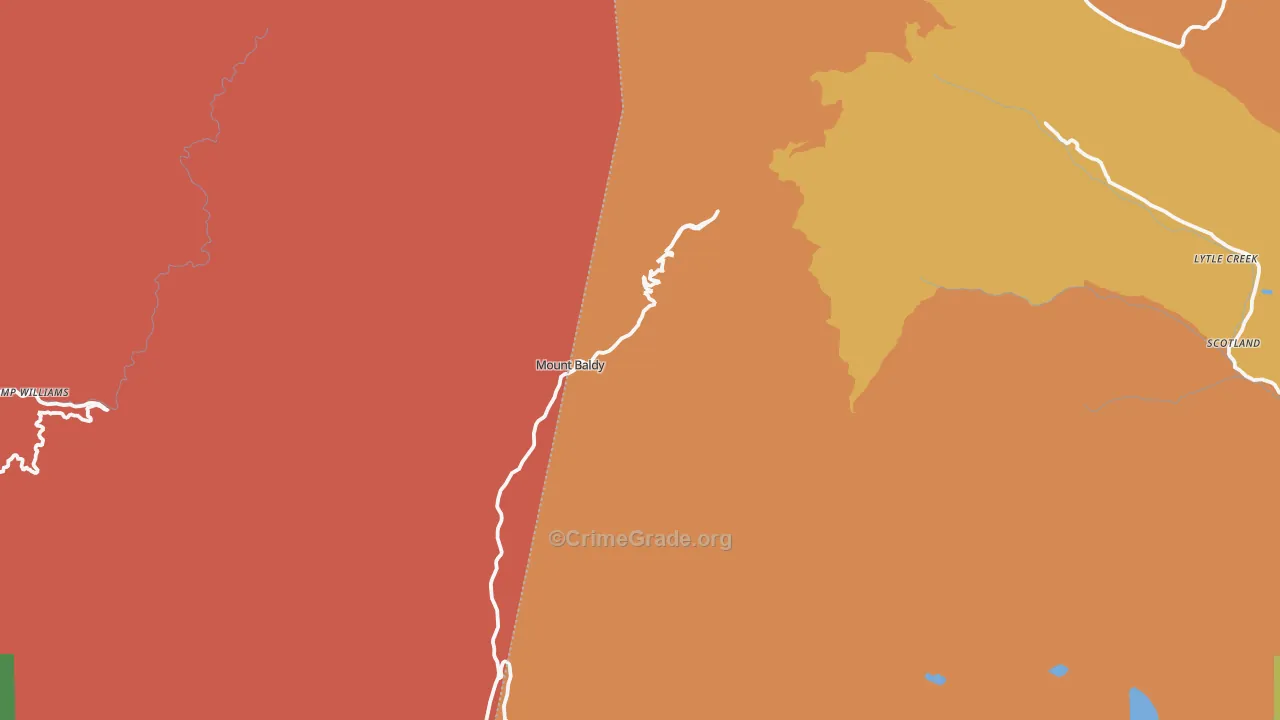 Mount Baldy, CA Map of Assault Rates