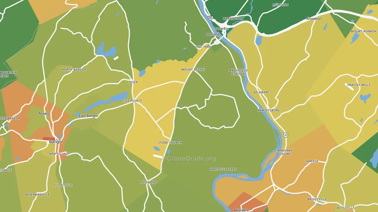Mount Bethel, PA Map of Assault Rates