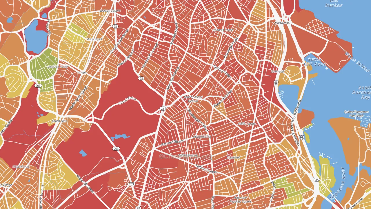 Mount Bowdoin, Boston, MA Map of Assault Rates