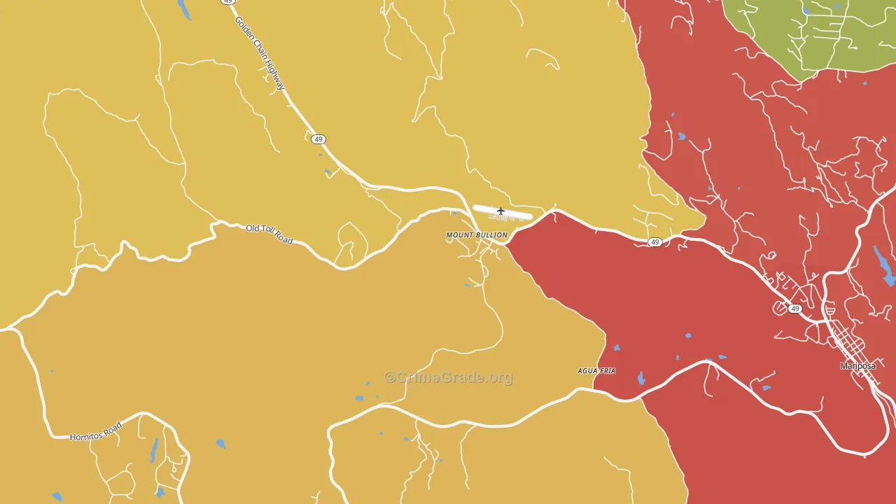 Mount Bullion, CA Map of Assault Rates