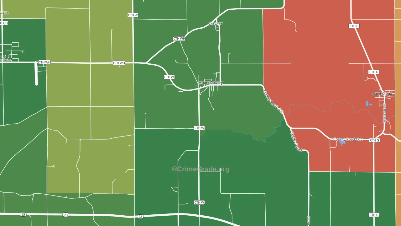 Mount Calvary, WI Map of Assault Rates
