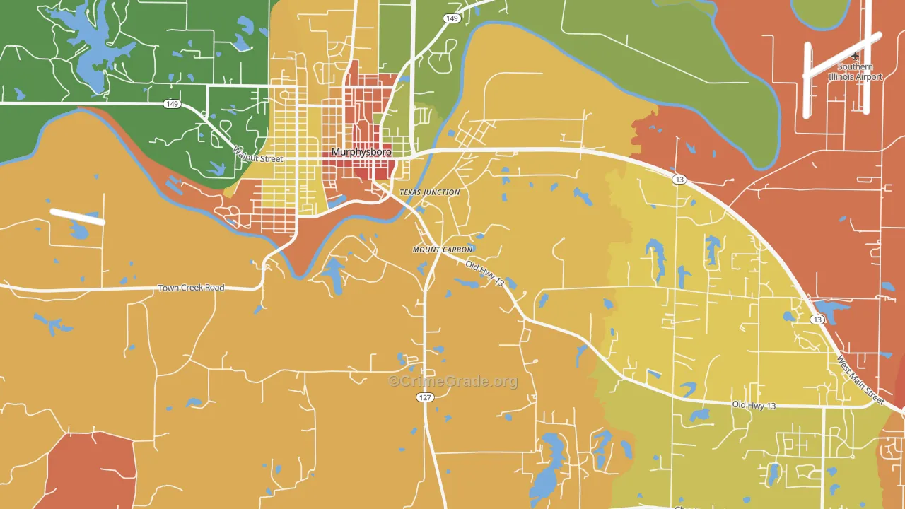 Mount Carbon, IL Map of Assault Rates