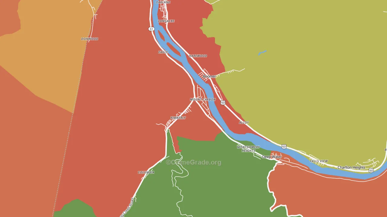 Mount Carbon, WV Map of Assault Rates
