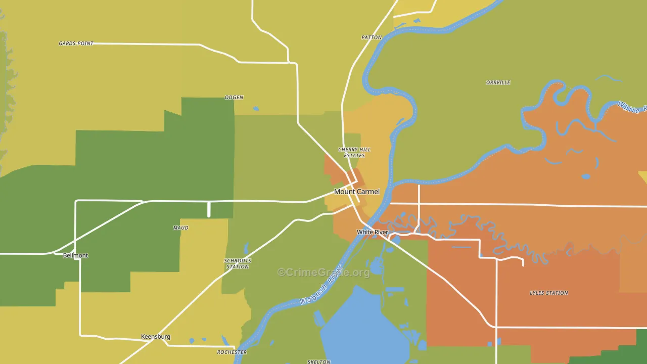 Mount Carmel, IL Map of Assault Rates