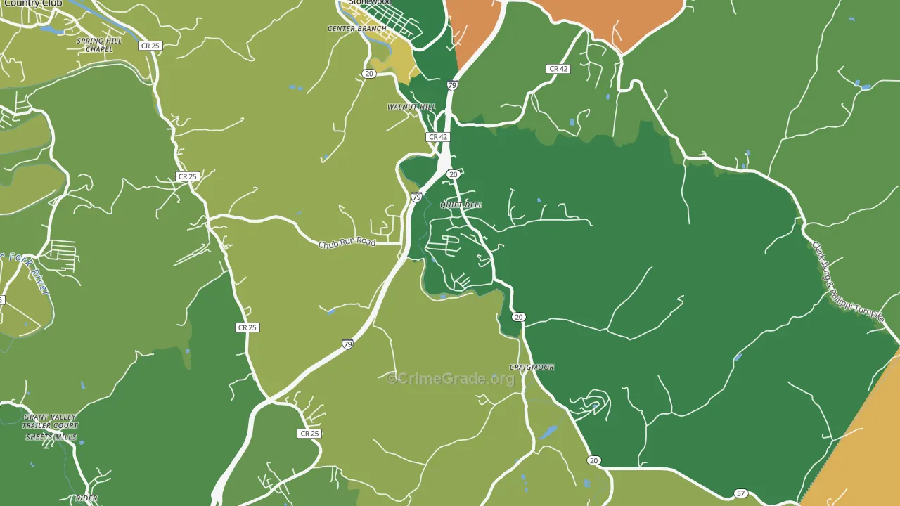 Mount Clare, WV Map of Assault Rates