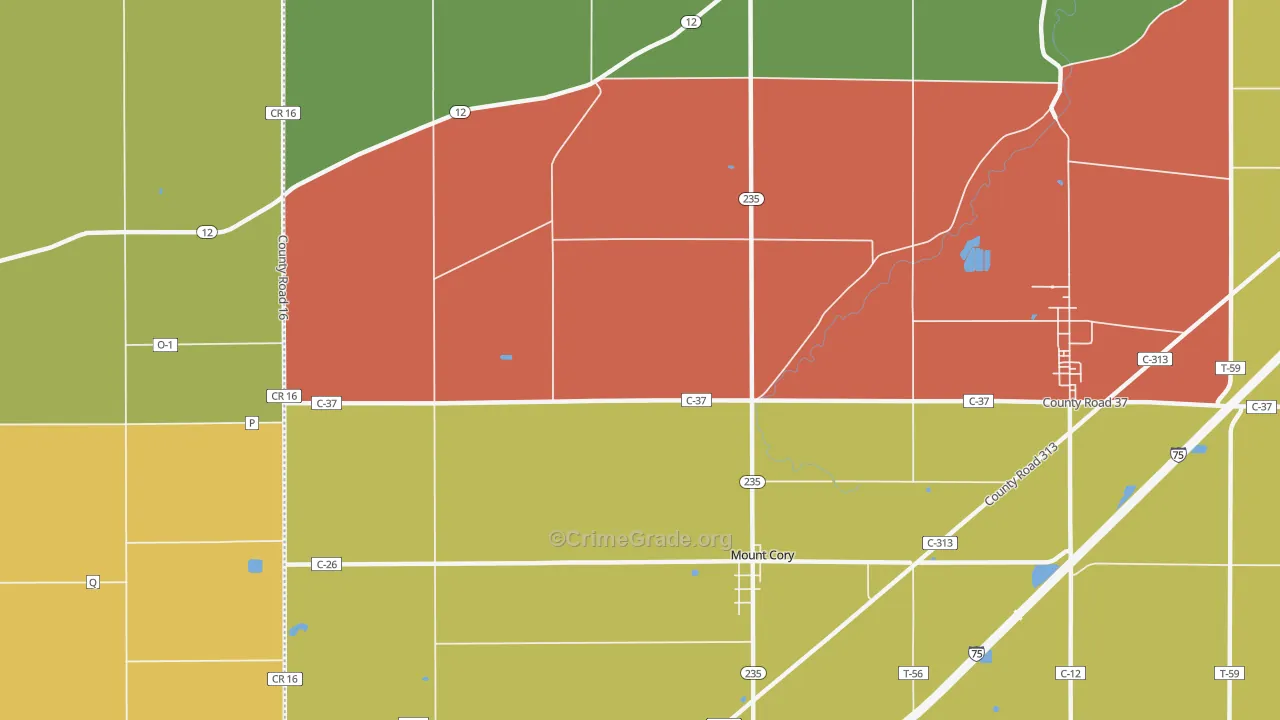 Mount Cory, OH Map of Assault Rates