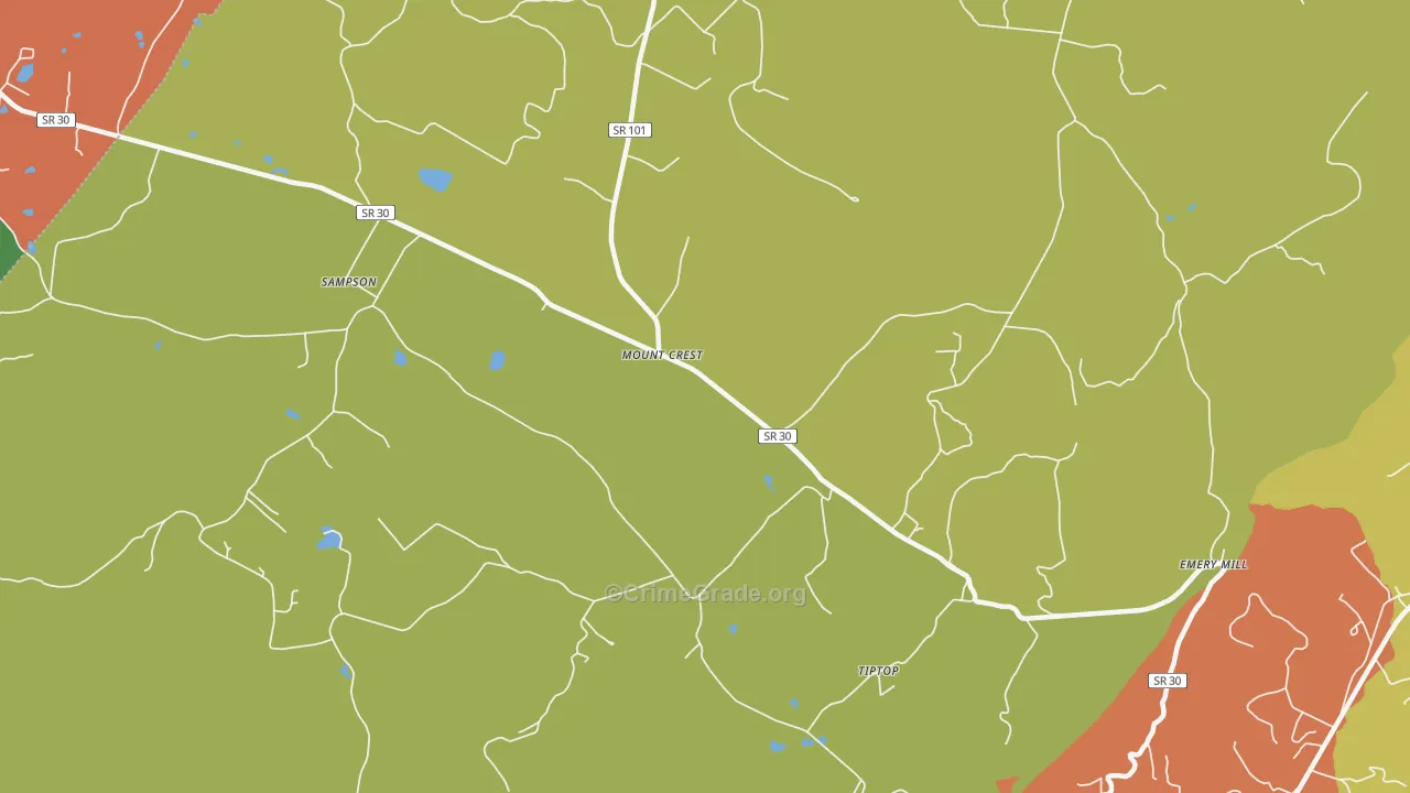 Mount Crest, TN Map of Assault Rates