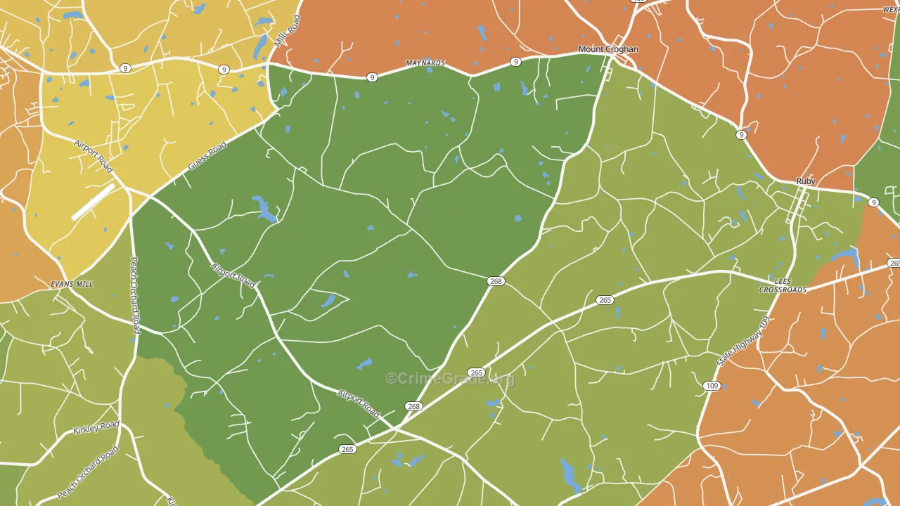 Mount Croghan, SC Map of Assault Rates