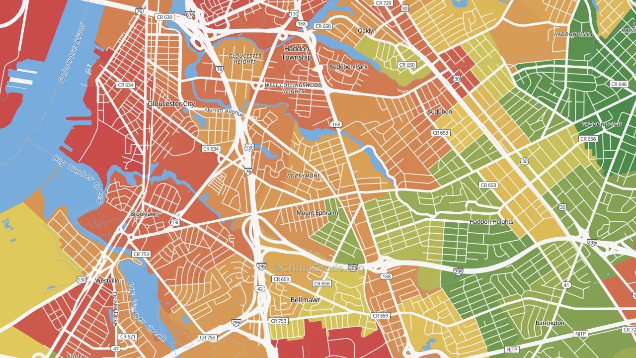Mount Ephraim, NJ Map of Assault Rates