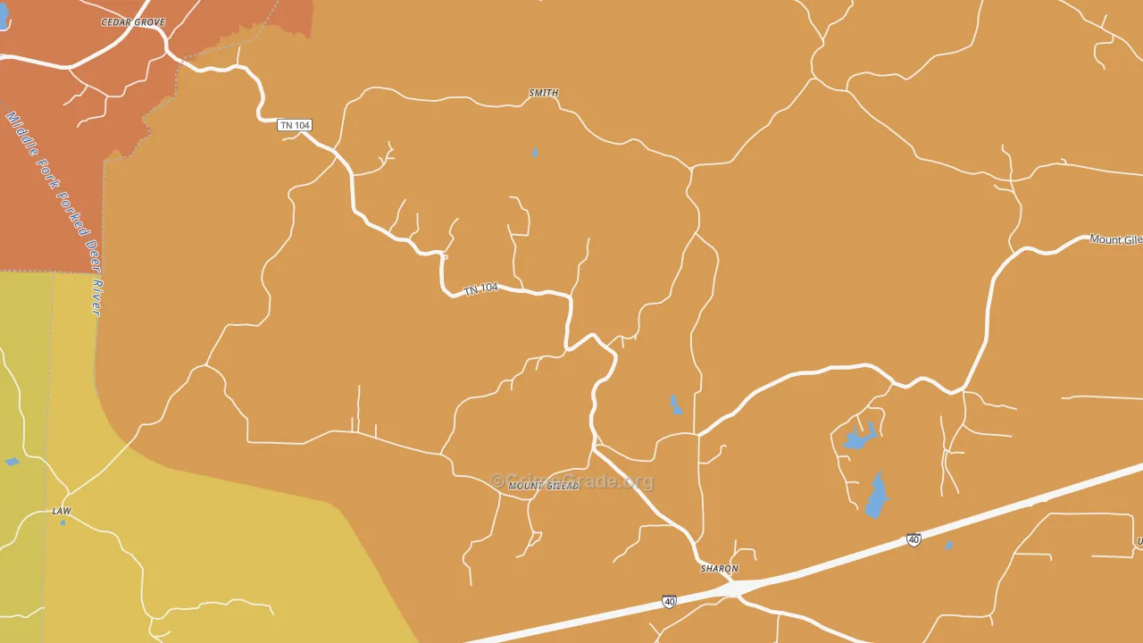 Mount Gilead, TN Map of Assault Rates