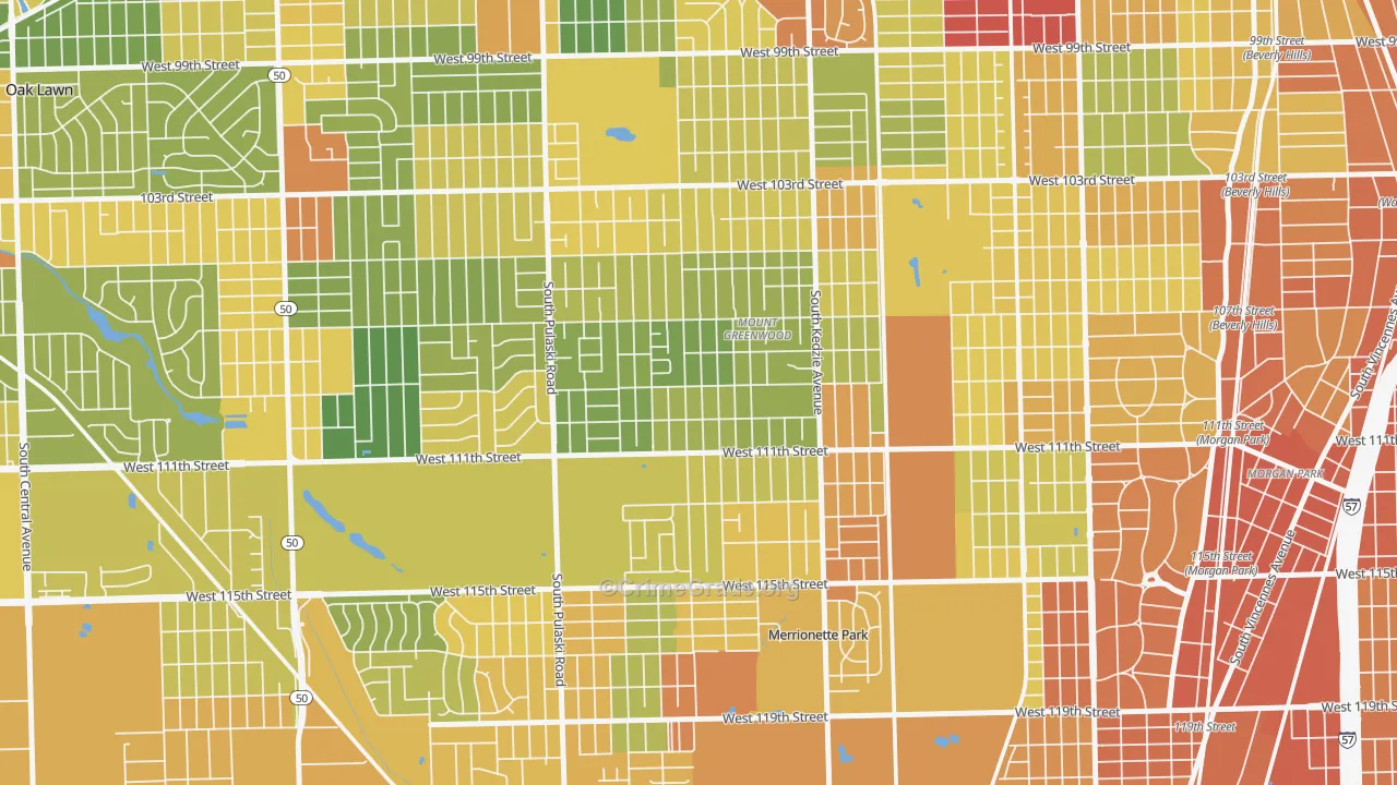 Mount Greenwood, Chicago, IL Map of Assault Rates