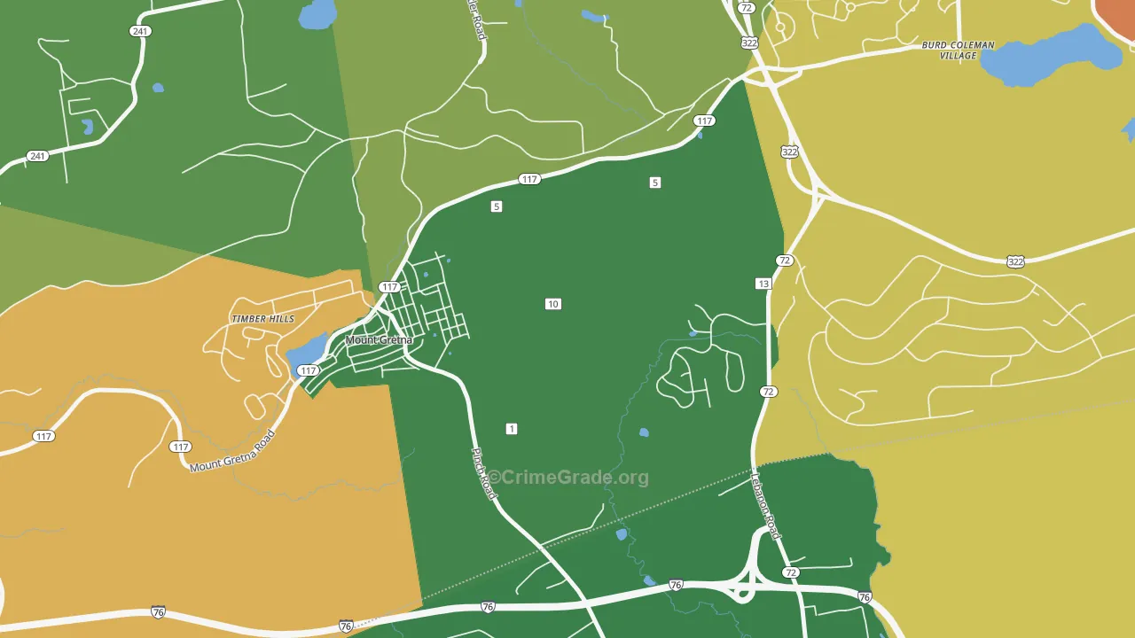 Mount Gretna Heights, PA Map of Assault Rates