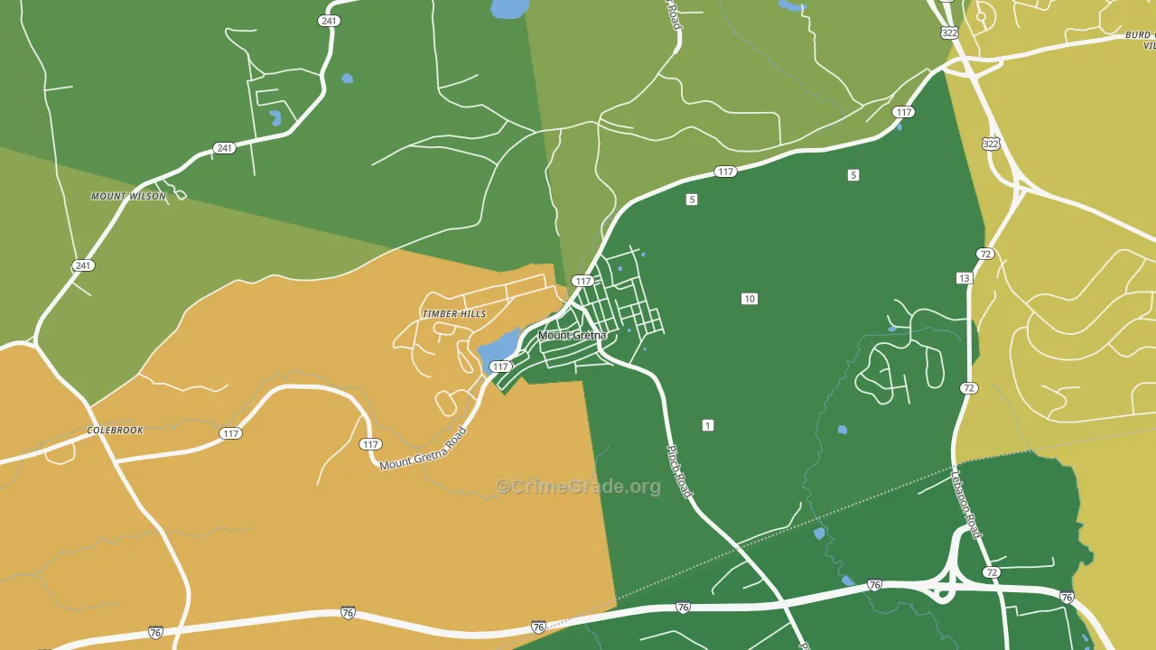Mount Gretna, PA Map of Assault Rates