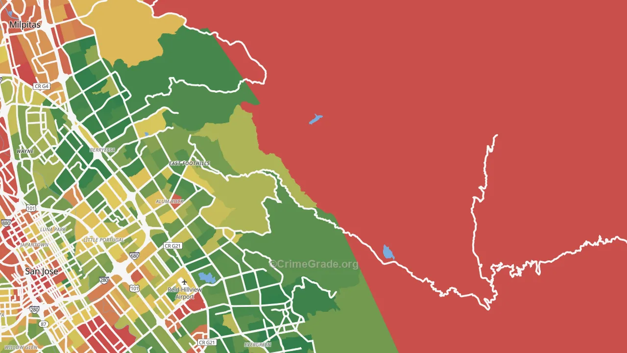 Mount Hamilton, CA Map of Assault Rates