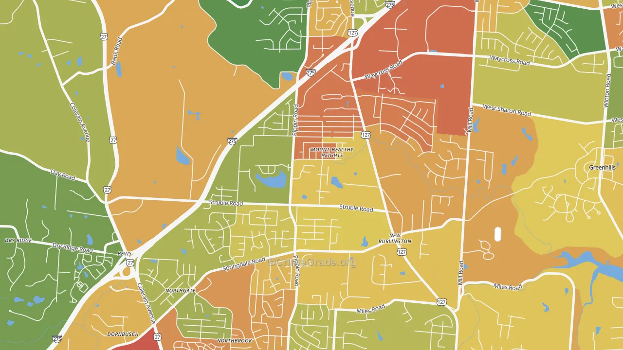 Mount Healthy Heights, Cincinnati, OH Map of Assault Rates