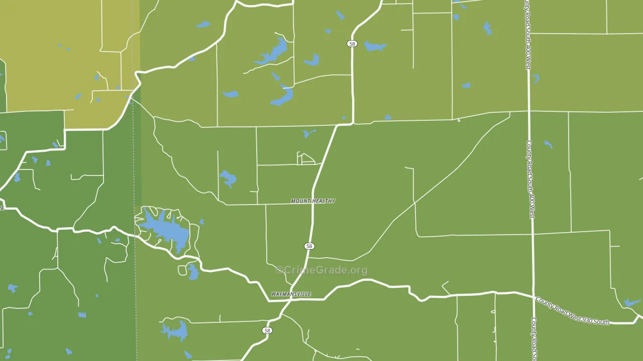 Mount Healthy, IN Map of Assault Rates