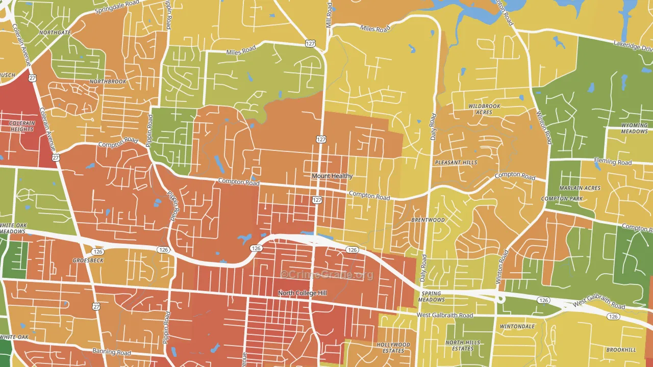 Mount Healthy, OH Map of Assault Rates