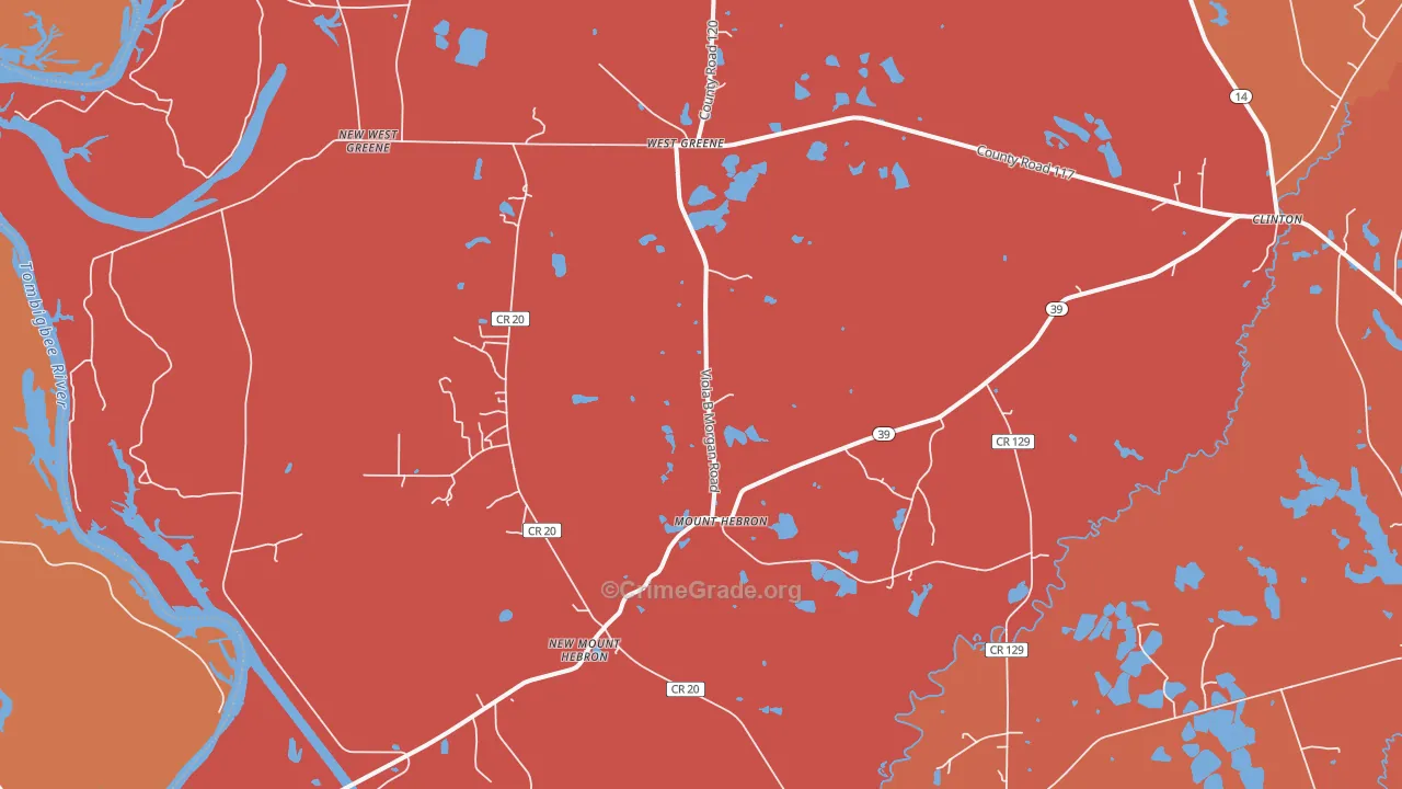 Mount Hebron, AL Map of Assault Rates