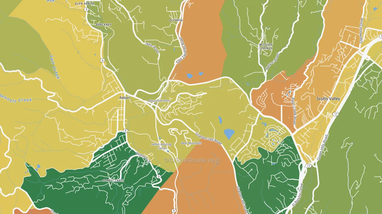 Mount Hermon, CA Map of Assault Rates