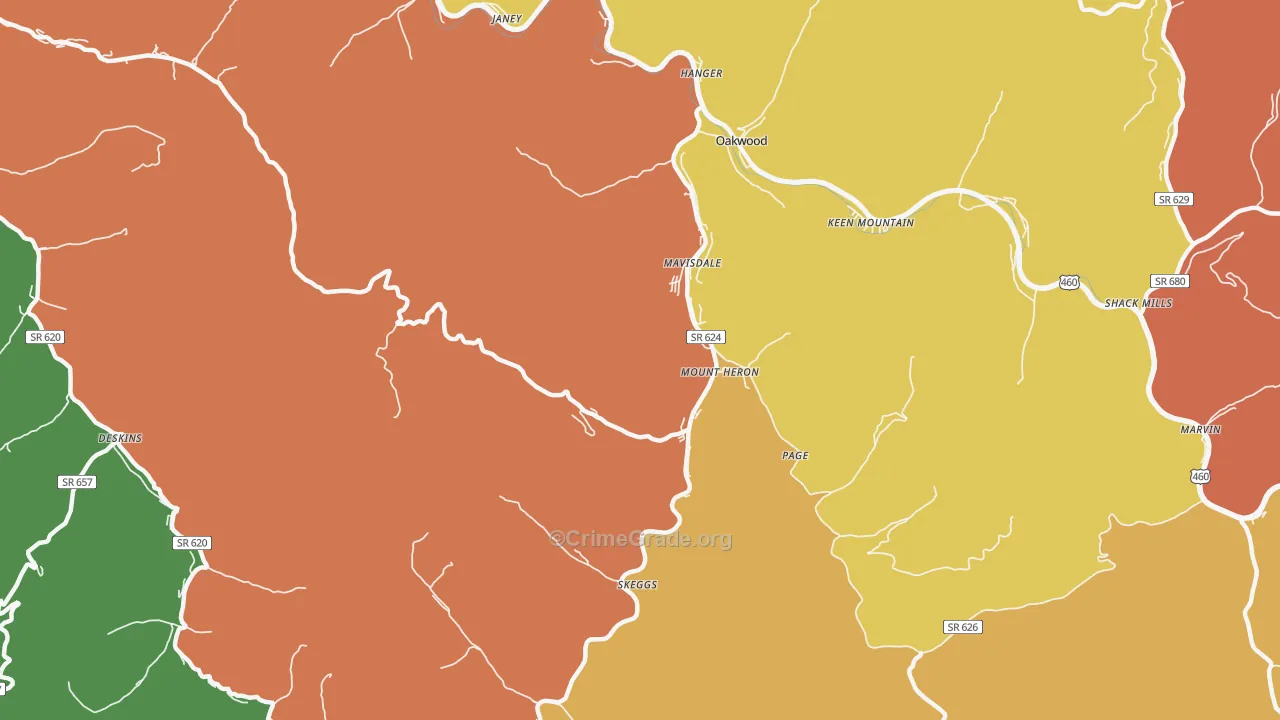 Mount Heron, VA Map of Assault Rates