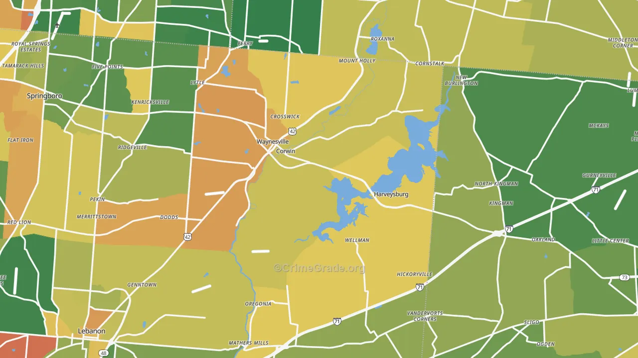 Mount Holly, OH Map of Assault Rates