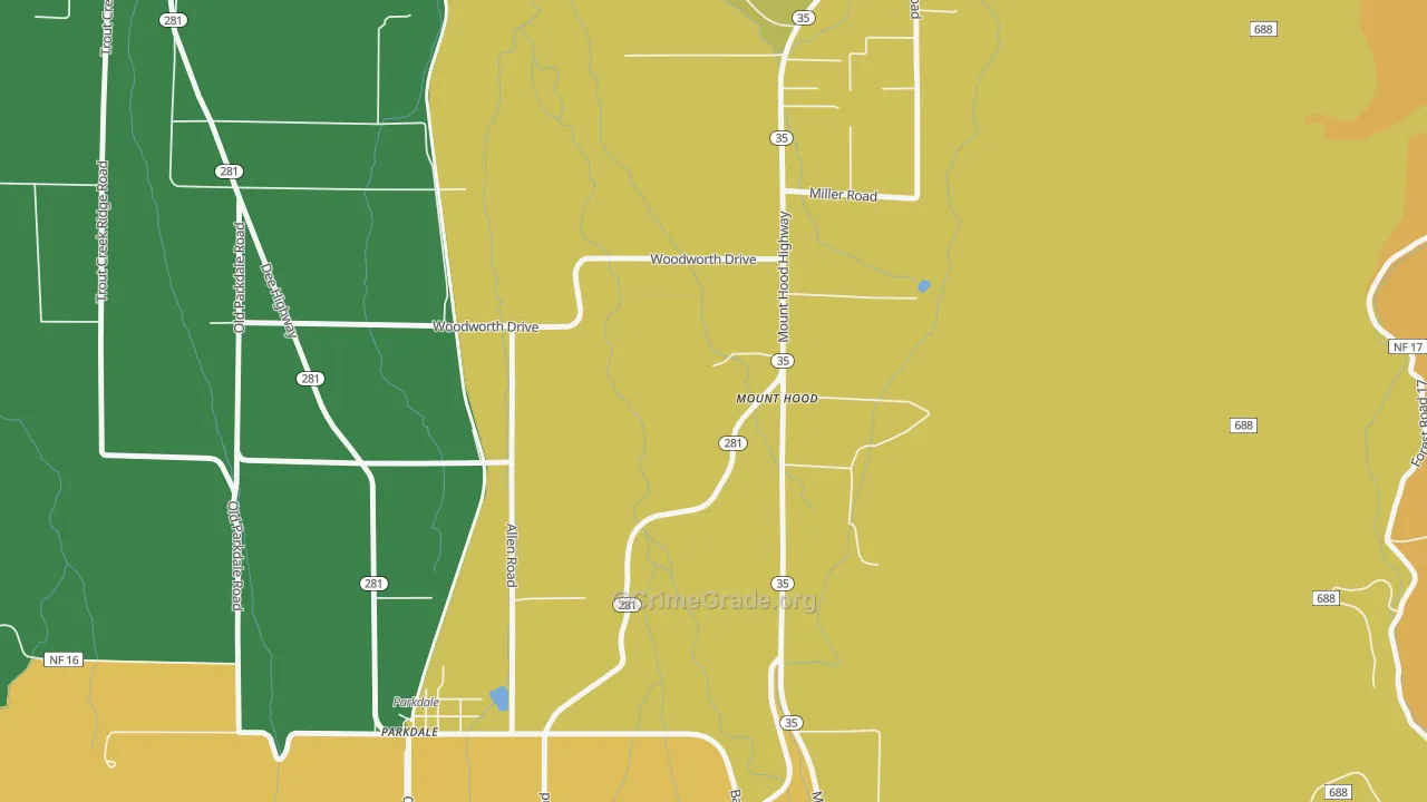 Mount Hood, OR Map of Assault Rates