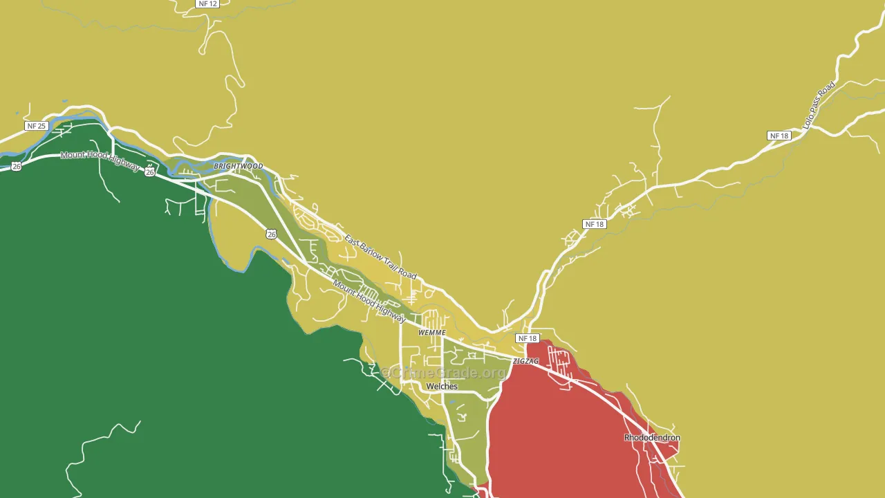 Mount Hood Village, OR Map of Assault Rates