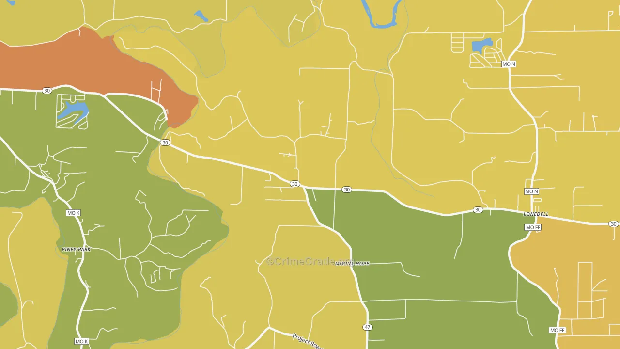 Mount Hope, MO Map of Assault Rates