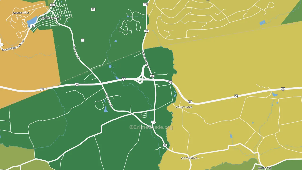 Mount Hope, PA Map of Assault Rates
