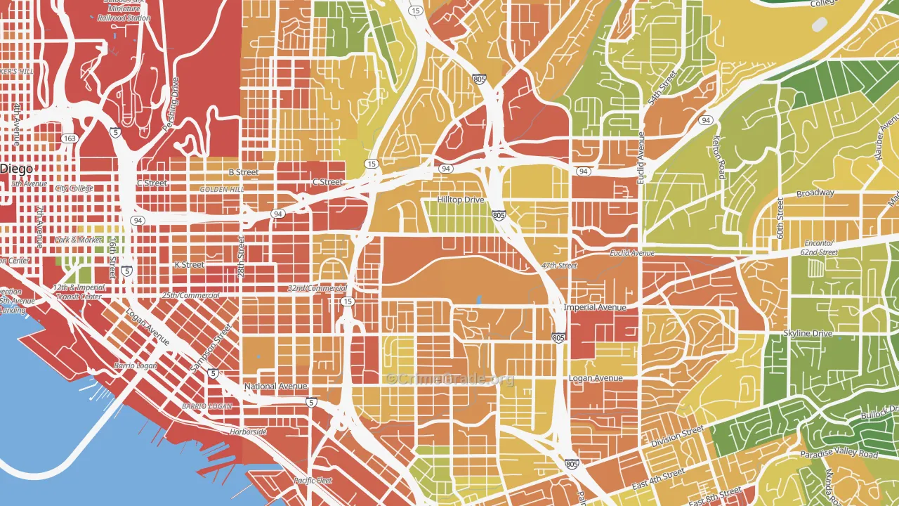 Mount Hope, San Diego, CA Map of Assault Rates