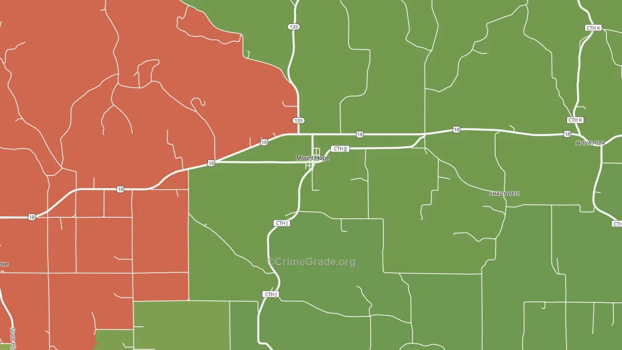 Mount Hope, WI Map of Assault Rates