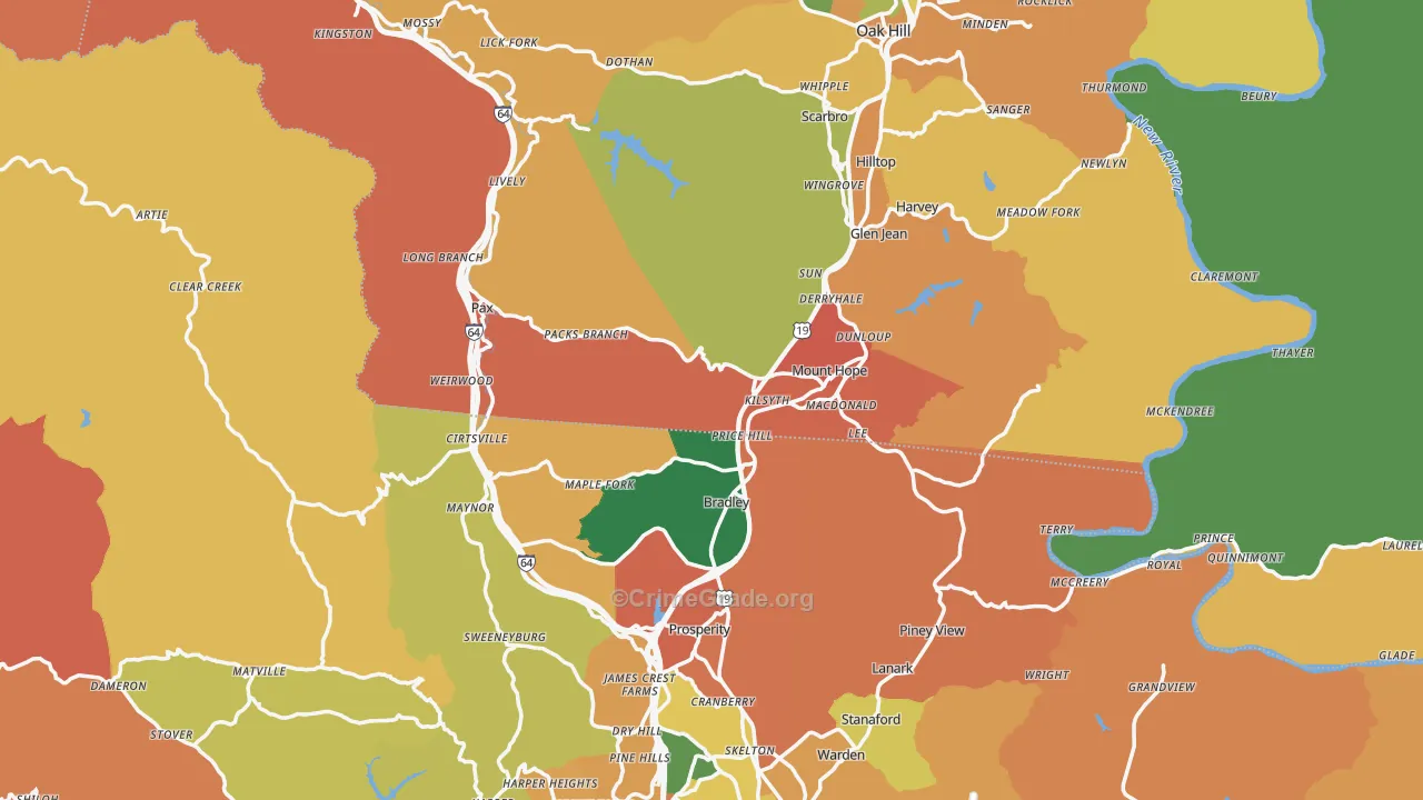 Mount Hope, WV Map of Assault Rates