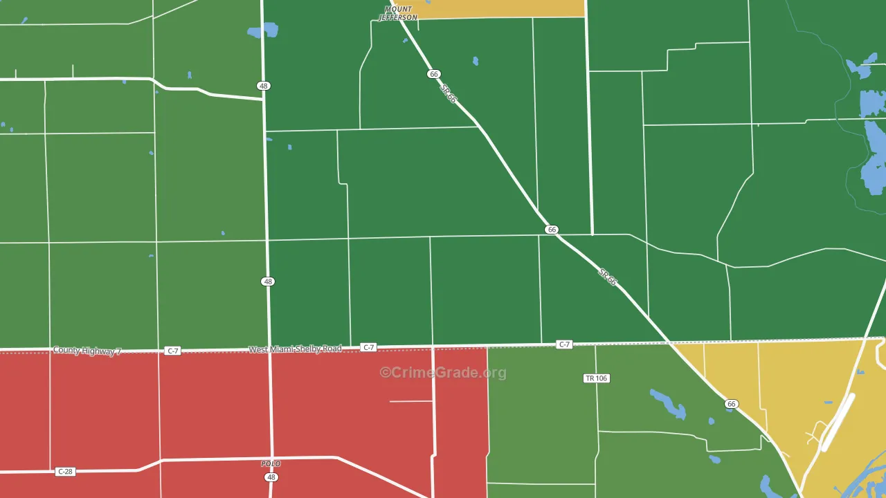 Mount Jefferson, OH Map of Assault Rates