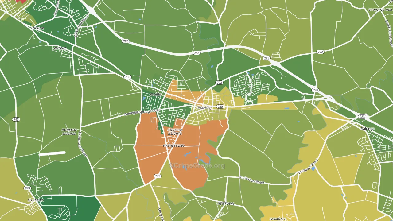 Mount Joy, PA Map of Assault Rates