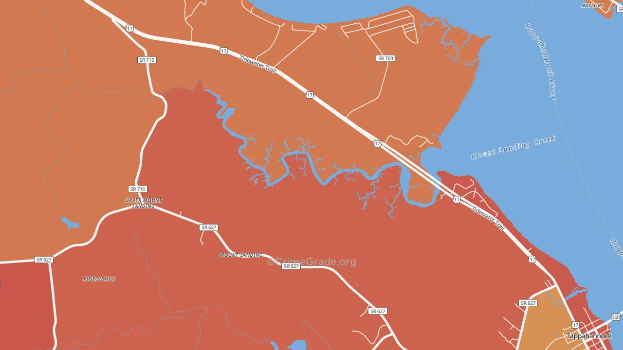 Mount Landing, VA Map of Assault Rates
